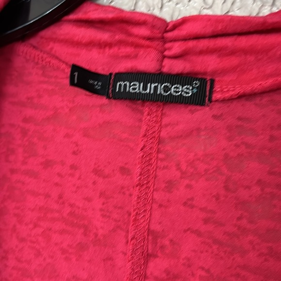 Women’s Plus Size Maurice’s Semi Sheer Open Cardigan, Size 1/1X, Pink - Picture 2 of 4